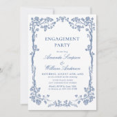 Elegante Dusty Blue French Garden ENGAGEMENT PARTY Einladung (Vorderseite)