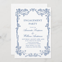 Elegante Dusty Blue French Garden ENGAGEMENT PARTY Einladung