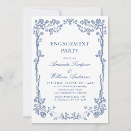 Elegante Dusty Blue French Garden ENGAGEMENT PARTY Einladung