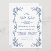 Elegante Dusty Blue French Garden Probe Abendessen Einladung (Vorne/Hinten)