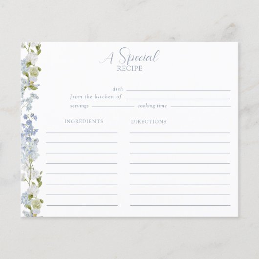 Elegante Dusty Blue Garden Brautparty Recipe (Vorderseite)