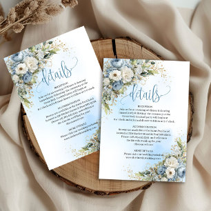 Elegante Dusty Blue Hochzeitsdetailkarte RSVP Karte