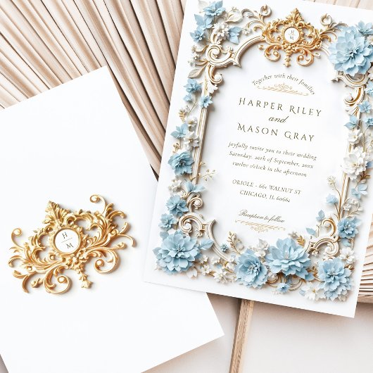 Elegante Dusty Blue Hydrangeas-Imitate Einladung