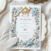 Elegante Dusty Blue Hydrangeas-Imitate Einladung