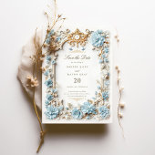 Elegante Dusty Blue Hydrangeas-Imitate Einladung