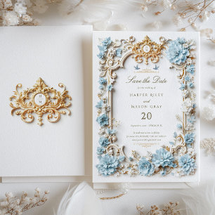 Elegante Dusty Blue Hydrangeas-Imitate Einladung