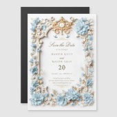 Elegante Dusty Blue Hydrangeas-Imitate Magneteinladung (Vorne/Hinten)