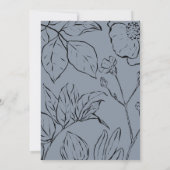 Elegante Dusty Blue Line Art Botanische Babydusche Einladung (Rückseite)