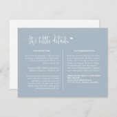 Elegante Dusty Blue Modern Wedding Details QR Code Begleitkarte (Vorne/Hinten)
