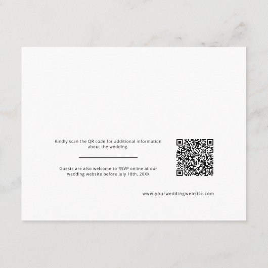 Elegante Dusty Blue Modern Wedding Details QR Code Begleitkarte (Rückseite)