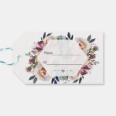 Elegante dusty Blue Pink Floral Geometric Wedding Geschenkanhänger (Rückseite Horizontal)