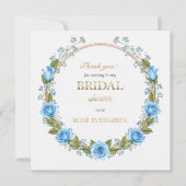 Elegante Dusty Blue Rose und Baby's Breathe Dankeskarte (Vorderseite)