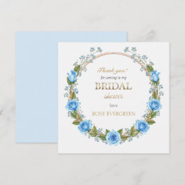 Elegante Dusty Blue Rose und Baby's Breathe Dankeskarte