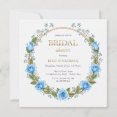 Elegante Dusty Blue Rose und Baby's Breathe Einladung (Vorderseite)