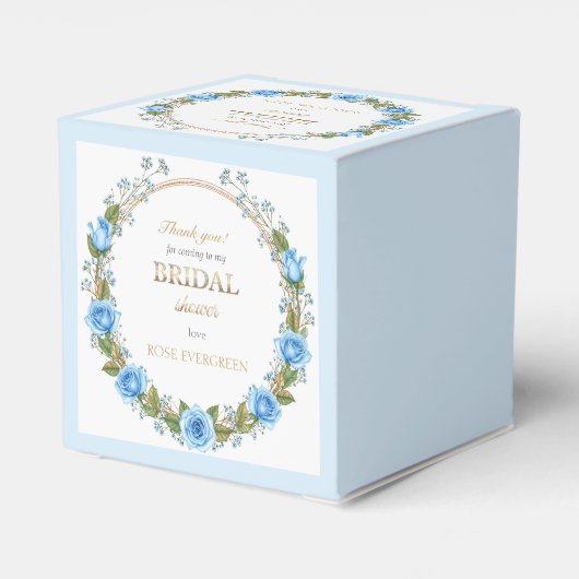 Elegante Dusty Blue Rose und Baby's Breathe Geschenkschachtel (Rückseite)