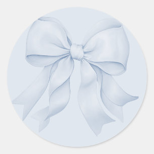 Elegante Dusty-Blue-Schleife Runder Aufkleber