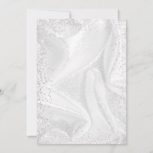 Elegante Dusty Blue Silver Rose Hochzeit Einladung (Rückseite)