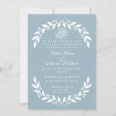 Elegante dusty Blue und White Leaf Islamische Hoch Einladung (Vorderseite)