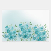 Elegante Dusty Blue Watercolor Blume Geschenkpapier Set (Vorderseite 2)