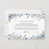 Elegante Dusty Blue Watercolor Blume Hochzeit Dankeskarte (Rückseite)