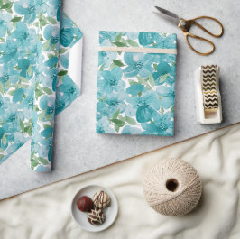 Elegante Dusty Blue Watercolor Wildblume Geschenkpapier