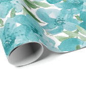 Elegante Dusty Blue Watercolor Wildblume Geschenkpapier (Rolleneckpunkt)