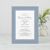 Elegante Dusty Blue Wedding Engagement Party Einladung (Stehend Vorderseite)