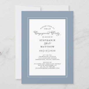 Elegante Dusty Blue Wedding Engagement Party Einladung