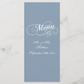 Elegante Dusty Blue Wedding Menu Vorlagen (Rückseite)