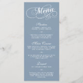 Elegante Dusty Blue Wedding Menu Vorlagen (Vorderseite)