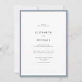 Elegante Dusty Blue & White Typografy Wedding Einladung (Vorderseite)
