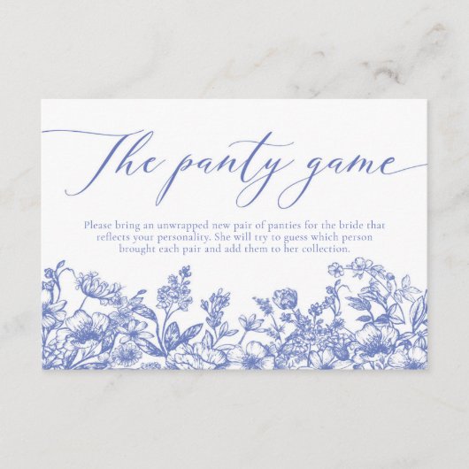 Elegante Dusty Blue Wildblume Das Panty Game Begleitkarte (Vorderseite)