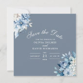 Elegante Dusty Blue Wildblumen Save the Date Karte (Vorderseite)