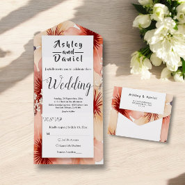 Elegante dusty Blush Pink Blumenzwiebelblume All In One Einladung