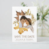 Elegante Dusty Brown Herbst-Hochzeit im Herbst Save The Date (Stehend Vorderseite)