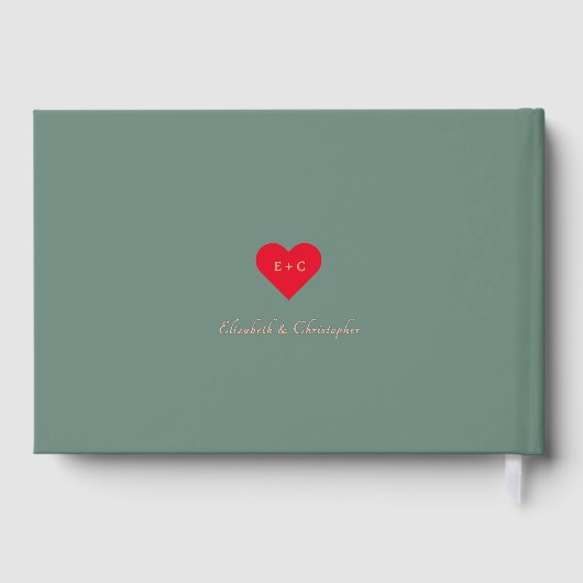 Elegante Dusty Green Rose Gold Weddings Anniversar Gästebuch (Rückseite)