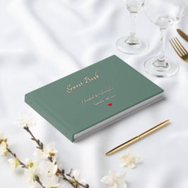 Elegante Dusty Green Rose Gold Weddings Anniversar Gästebuch