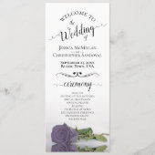 Elegante Dusty Lila Heather Rose Romantische Hochz Programm (Vorderseite)