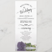 Elegante Dusty Lila Heather Rose Romantische Hochz Programm (Vorderseite)