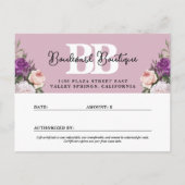 Elegante Dusty Mauve Blumengeschenkkarte Postkarte (Rückseite)