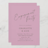 Elegante Dusty Mauve Calligrafy Engagement Party Einladung (Vorne/Hinten)