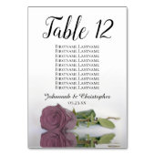 Elegante Dusty Mauve Rose Seating Chart Wedding Tischnummer (Rückseite)