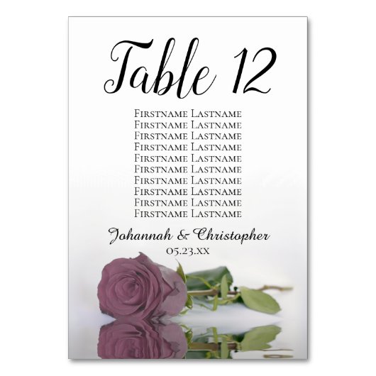 Elegante Dusty Mauve Rose Seating Chart Wedding Tischnummer (Vorderseite)