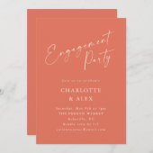 Elegante Dusty Orange Script Engagement Party Einladung (Vorne/Hinten)