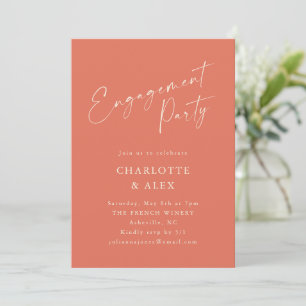 Elegante Dusty Orange Script Engagement Party Einladung