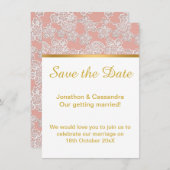 ELEGANTE DUSTY PINK LACE GOLD SAVE THE DATE (Vorne/Hinten)