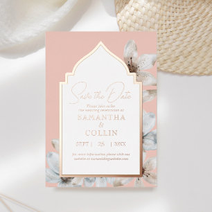 Elegante Dusty Pink Magnolia Blume Save the Date Folieneinladung