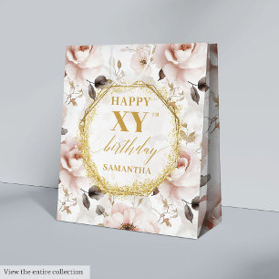 Elegante Dusty Pink Rustic Gold Geburtstagsgeschen Mittlere Geschenktüte