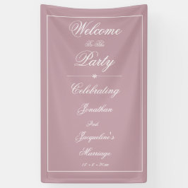 Elegante Dusty Pink Wedding Individuellen Namens W Banner