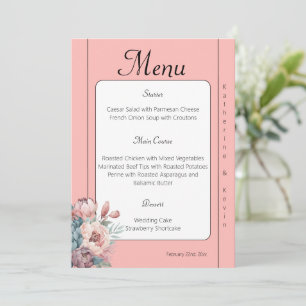 Elegante Dusty Rose Aquamarine Blumenhochzeit Einladung